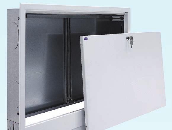 Velikost skříně je potřeba zvolit podle použití systému vytápění, výška i hloubka skříně pro rozdělovače s mísícím modulem je hlubší