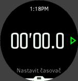 Při zobrazení ciferníku otevřete spouštěč a přejděte nahoru na ikonu měřiče času. Stisknutím prostředního tlačítka otevřete displej měřiče.