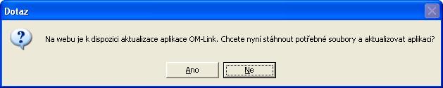 107 Nápověda k programu OM-Link Zadejte platné heslo a potvrďte tlačítkem OK. 9.4 Aktualizace aplikace Výrobce aplikace OM-Link průběžně vydává nové verze aplikace a jejích součástí.