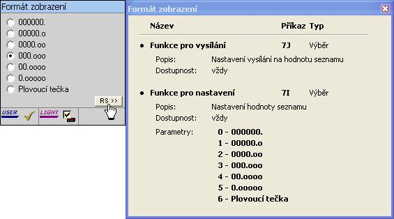 Nastavení přístroje 56 formátu zobrazení aj. Kromě toho má většina přístrojů několik obecných RS funkcí (nesvázaných s položkami menu) - např.