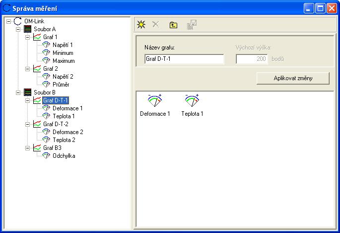 71 Nápověda k programu OM-Link Pokud není název grafu explicitně změněn, má výchozí název ve tvaru "Graf N", kde N je pořadové číslo grafu vytvořeného od spuštění aplikace.