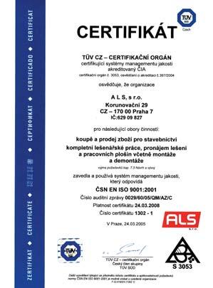 Certifikát Výzkumného ústavu