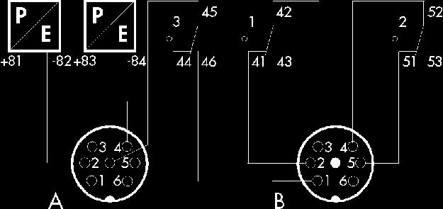 13: Schémata připojení pro maximálně možné osazení = otvor pro kódovací kolík (pouze