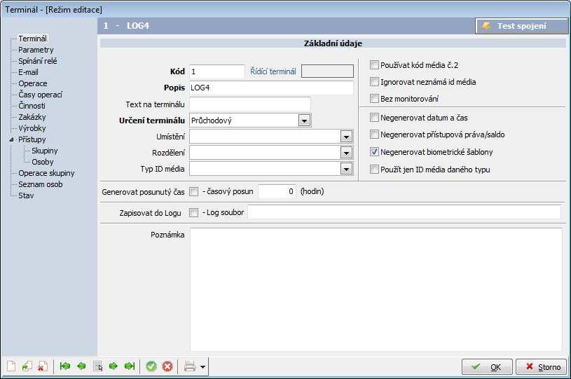 Pro každý terminál je třeba nastavit následující: Kód terminálu - označení pro interní použití Popis - Textové označení pro interní použití Text na terminálu nemá význam Určení terminálu kam ukládat