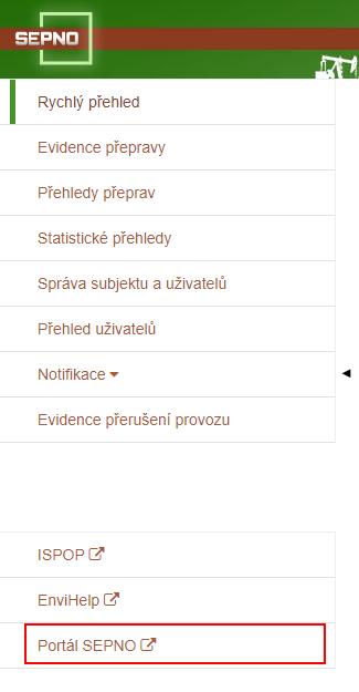 Přístupové údaje je možné nechat si "zapamatovat". Není tedy nutné přístupové údaje vždy znovu zadávat. Po úspěšném přihlášení se zobrazí úvodní obrazovka SEPNO.