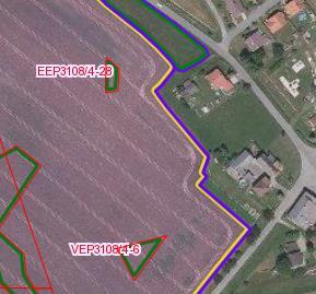 Vnitřní erozní pozemek se může nacházet jen uvnitř DPB. Zákres po uložení ořeže hranici DPB bez ohledu na to, zda DPB přesahuje hranici PB.