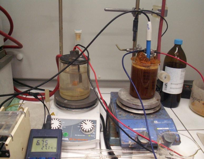 Elektro-Fentonova oxidace pohled do laboratoře Dekolorizace odpadní