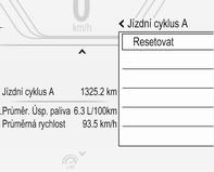 Jednotlivá denní počítadla kilometrů lze při zapnutém zapalování vynulovat samostatně: Vyberte příslušnou stránku, stiskněte tlačítko >.