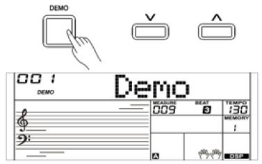 Displej zobrazí aktuální název a číslo demo skladby a nástroj zahájí přehrávání všech demo skladeb ve smyčce. 2. Vyberte demo skladbu pro přehrávání otočným ovladačem nebo pomocí tlačítek [+] a [-].