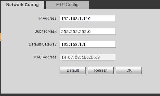 7.4. Nastavení sítě (Network Config) V této části můžeme nastavovat adresu