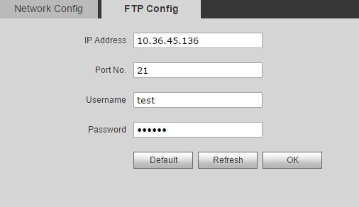Dále zde můžeme nastavit konfiguraci FTP serveru pro ukládání záznamů a