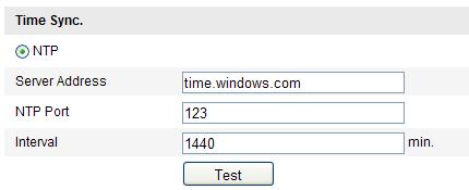 49 NTP Port: Jedná se o port serveru NTP. Interval: Časový interval mezi dvěma synchronizačními akcí serveru NTP. Hodnotu lze nastavit od 1 do 10080 min.