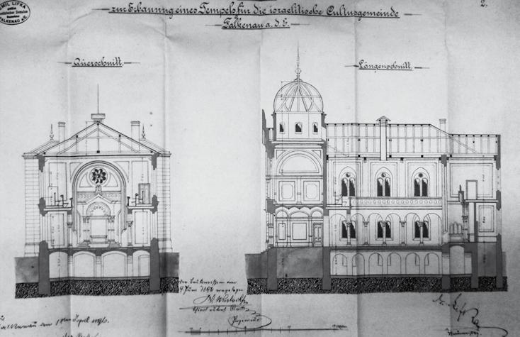 Řezy budovou. Pokud přihlédneme k velikosti a složitosti budovy, byla doba výstavby až neuvěřitelná. Vnitřní uspořádání synagogy vycházelo z přesných pravidel, která byla stanovena již v bibli.
