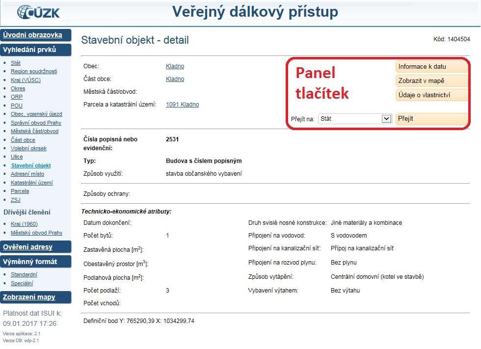 Obrázek 2: Detail prvku stavební objekt 1.