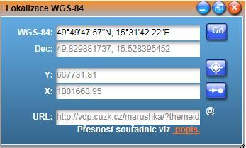 (GNSS). Souřadnice Y, X jsou v systému Jednotné trigonometrické sítě katastrální (S-JTSK).