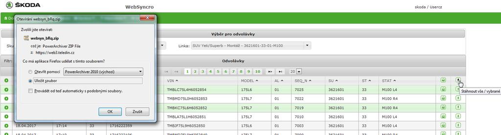 Práce se všemi odvolávkami detail, tisk, stahování Detail kliknout na ikonu Rozbalit v řádku hlavičky tabulky rozbalí se všechny odvolávky Tisk