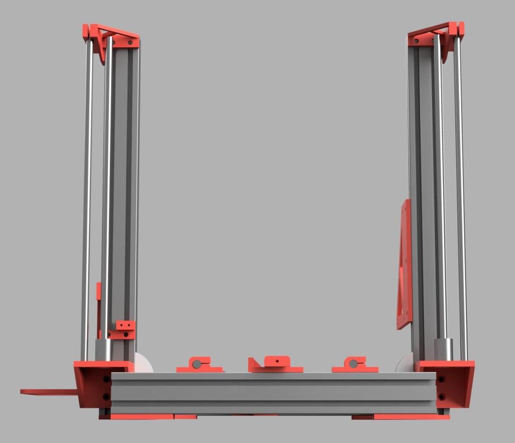 Přimontování vrchní držáku Z vodícíh tyčí Potřebné díly: 1 x díl 1_Z_Rod_Holder_Left 1 x díl 1_Z_Rod_Holder_Right 8 x Šroub M5 x 10 inbus půlkulatá hlava 8 x Čtyřhranná matice M5 2 x Šroub M3 x 12 (z