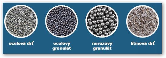 Obrázek 20 - Minerální abraziva [36] Kovová abraziva Jsou to sypké tryskací materiály, kulatého nebo ostrohranného typu, kovového původu, tedy