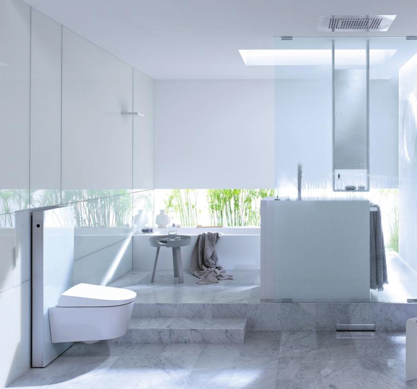 STÁVA SA KLASIKOU GEBERIT MONOLITH PRE WC KOMBINOVANIE POVOLENÉ Sanitárne moduly Geberit Monolith otvárajú pri navrhovaní interiéru kúpeľne nečakané možnosti.