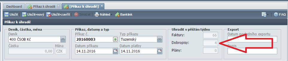 - Byly prodlouženy timeouty pro načítání velmi dlouhých výpisů (>500 řádků) Příkazy k úhradě Do