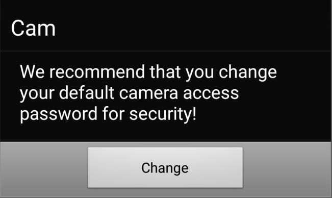 Poté co přidáte kameru a kliknete na ni, můžete být vyzváni ke změně hesla.