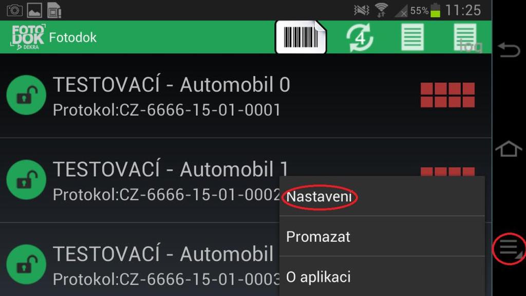 V nastavení můžete nastavovat tyto položky: Nastavení na fotoaparátech GC100 a GC200 URL slouží k