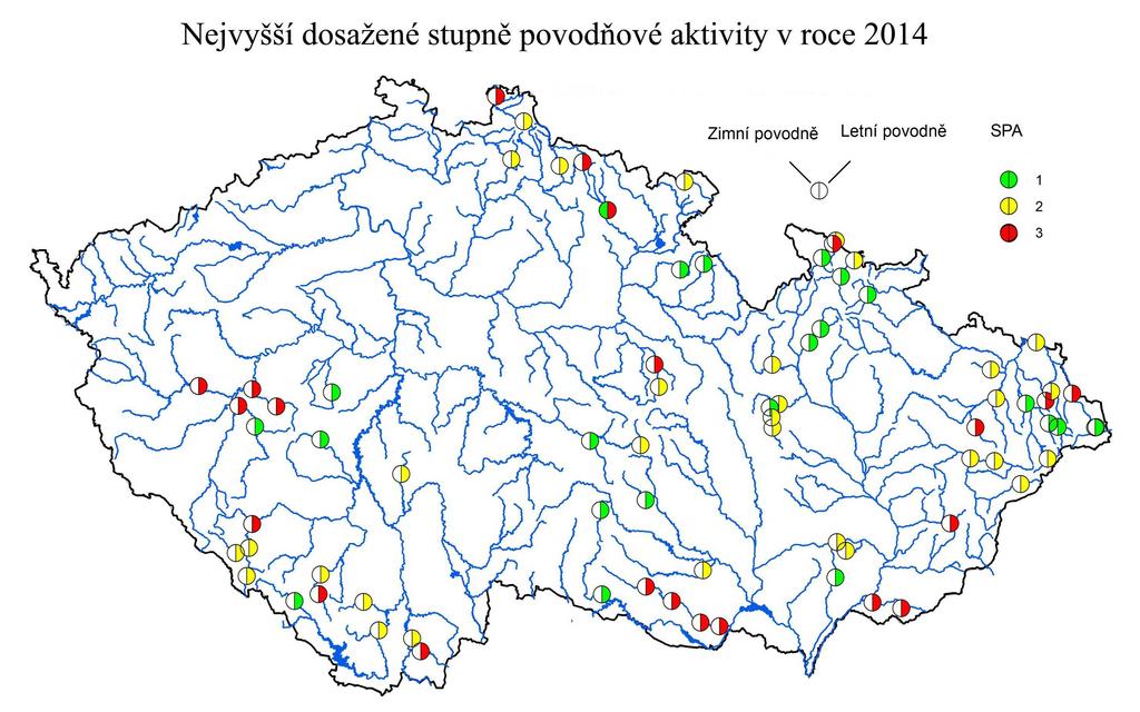 Kulminaci na úrovni 3. SPA měla Novohradka v profilu Luže (Q ), průtok na úrovni Q 1 2 byl dosažen na jejím přítoku Krounce v Otradově. Průtoky Q 2 byly 3. 8.