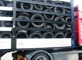 Díky konstrukci vozidla s dodatečnou výbavou je možná přeprava pneumatik ve stozích, seskládaných v řadách či stupňovitě s technickým užitečným