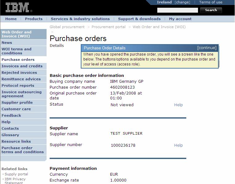 Podrobnosti o nákupní objednávce Podrobnosti o nákupní objednávce Po otevření nákupní objednávky se zobrazí obrazovka podobná