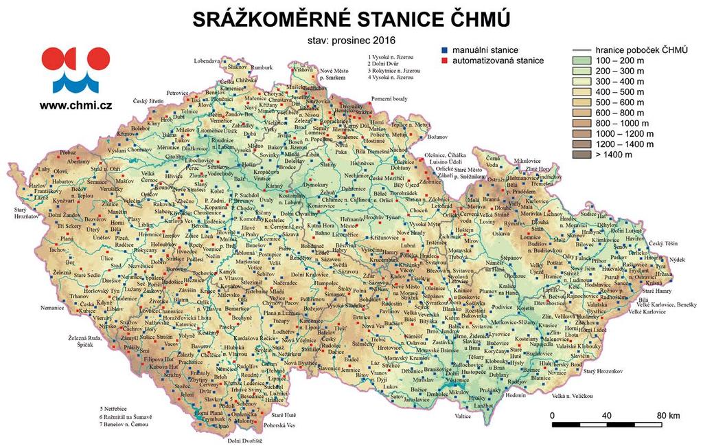 Srážkoměrné stanice ČHMÚ