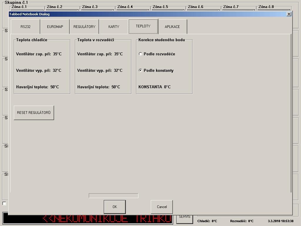 V aplikaci se dají nastavovat další parametry programu, které určují