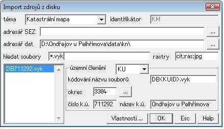 Pro výkresy lze zadat barva, šířka (tloušťka čáry) a dále rozsah od jaké do jakého měřítka se bude daný výkres zobrazovat v grafickém okně.