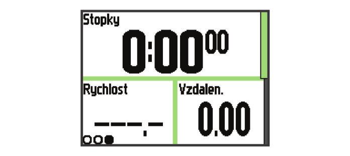 1 Podržením ikony zařízení zapněte. 2 Výběrem ikony a zobrazíte profily aktivit. 3 Vyberte klávesu ENTER. Zobrazí se obrazovka se stopkami pro zvolený profil aktivity.