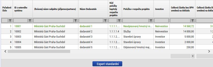 žádosti o platbu jsou vkládány v sekci dokumentů Zprávy o