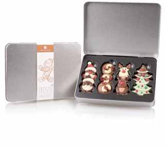 . 3714 XMAS CHOCO THREE Rozmery balenia: 129 54 32 mm Hmotnosť netto: 35 g Cena bez DPH: 4,15 EUR Tri lahodné