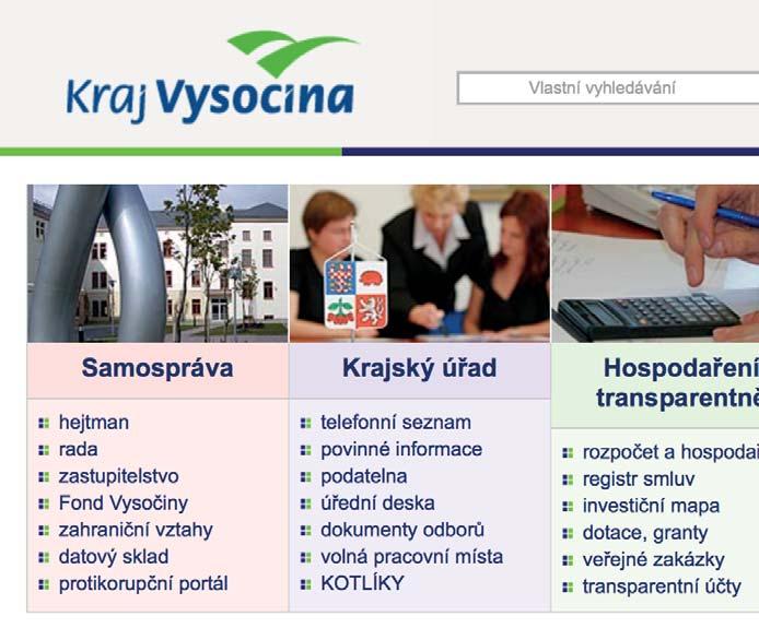 VZTAHY S VEŘEJNOSTÍ Internetové stránky Kraje Vysočina www.kr-vysocina.