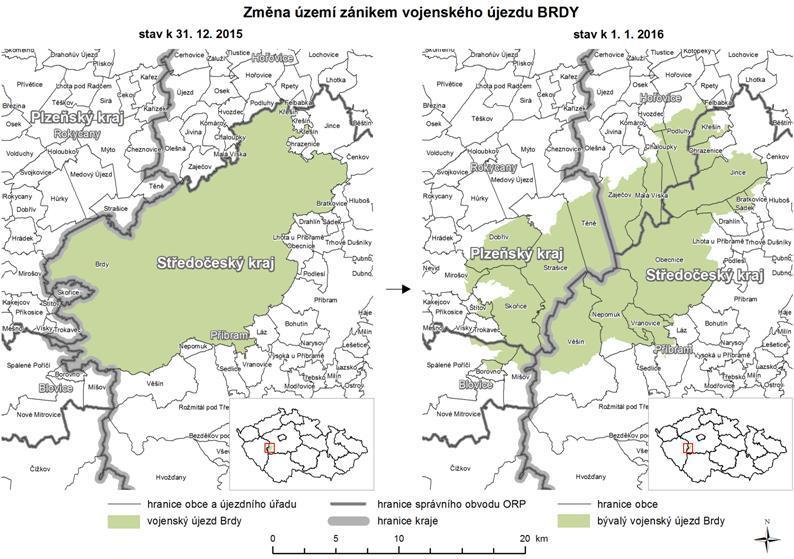 Ilustrace na této a další straně viz pohled na změnu hranic na úrovni krajů, správních obvodů
