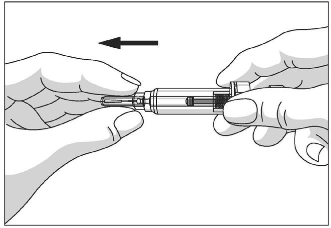 1 2 2. V předplněné stříkačce se může objevit malá vzduchová bublina. Pokud tomu tak je, lehce na stříkačku poklepte prsty, až se bubliny přesunou do horní části stříkačky.