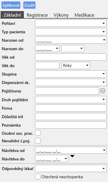 Pokud začne psát písmena, automaticky se spustí vyhledávání dle příjmení, popř. po mezeře pokračuje ve vyhledávání i podle jména. Pokud začne psát číslice, program vyhledává dle rodného čísla.