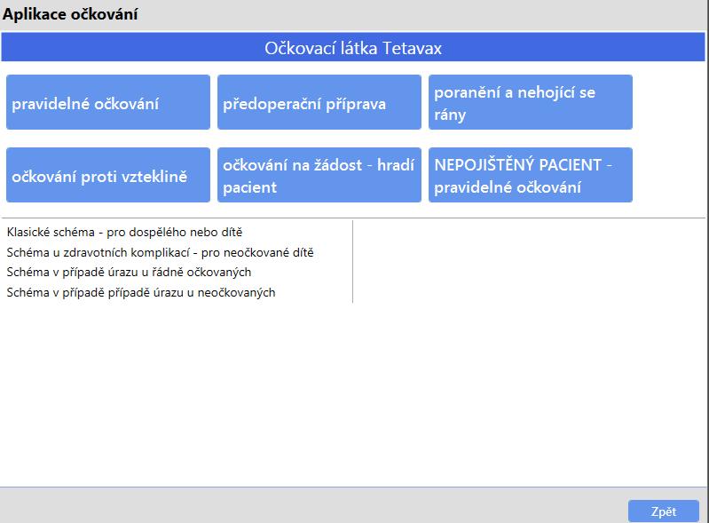 automaticky nám nabízí naskladněný Tetavax látky hrazené státem