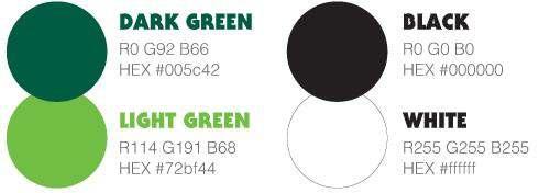 Známky Forests For All Forever - barva Při tisku musí být použita barva: a) Tmavě zelená: Pantone 626C b) Světle zelená: Pantone 368C Na obrazovce musí být použita barva: a) Tmavě