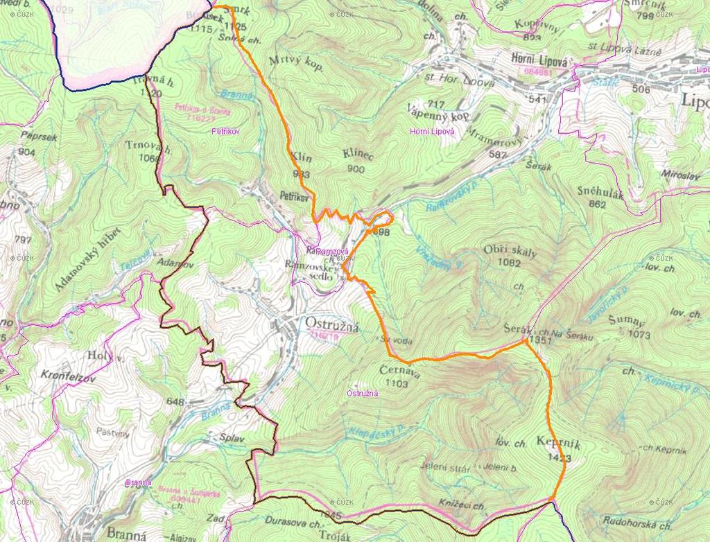A. NÁZEV OBCE Název části obce (ZSJ): Mapa A: Území obce Ramzová Přehledová mapka