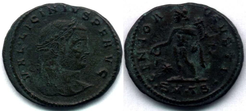 AVGVSTI, pěkná černá patina 1-/1 200,- zpět RIC 207, Coh. 27 33. Řím císařství, Licinius I. (308-324 n.