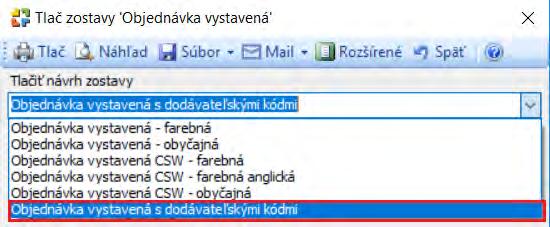 o Potrebujete vedieť váhu objednaného tovaru? Na kartu Objednávky vystavenej bolo pridané pole Celková hmotnosť a na kartu Položky objednávky vystavenej aj pole Jednotková hmotnosť.