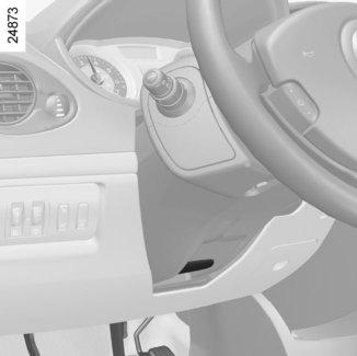 VOLANT/POSILOVAČ ŘÍZENÍ Seřízení výšky a hloubky volantu (podle vybavení vozidla) Zatáhněte za páku 1 a umístěte volant do požadované polohy.