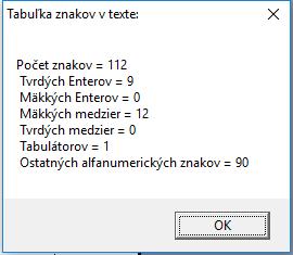 Ak nechceme vidieť štatistiku znakov a pokračovať v prevode, stlačíme