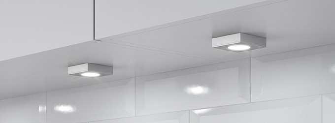 R Osvětlení a Ozvučení Häfele Loox LED 2025 zapuštěné svítidlo/stropní svítidlo pro povrchovou montáž, 12 V Pro osvětlení do korpusů a pracovních ploch modulární systém: individuální design umožněn
