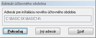 menu Uzávierka - Inštalácia do nového účtovného obdobia Funkcia slúži na vytvorenie inštalácie nasledujúceho účtovného obdobia bez potreby inštalačného CD.