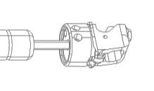 Pomocí čepu stlačte hydraulickou patronu přibližně na polovinu svého zdvihu (asi 50 mm), aby byla zpětná montáž spodního krytu snazší a aby mohla hydraulická patrona po montáži správně fungovat.