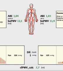 měření ABI 13 rozšíření o měření rychlosti pulzové vlny (PWV)